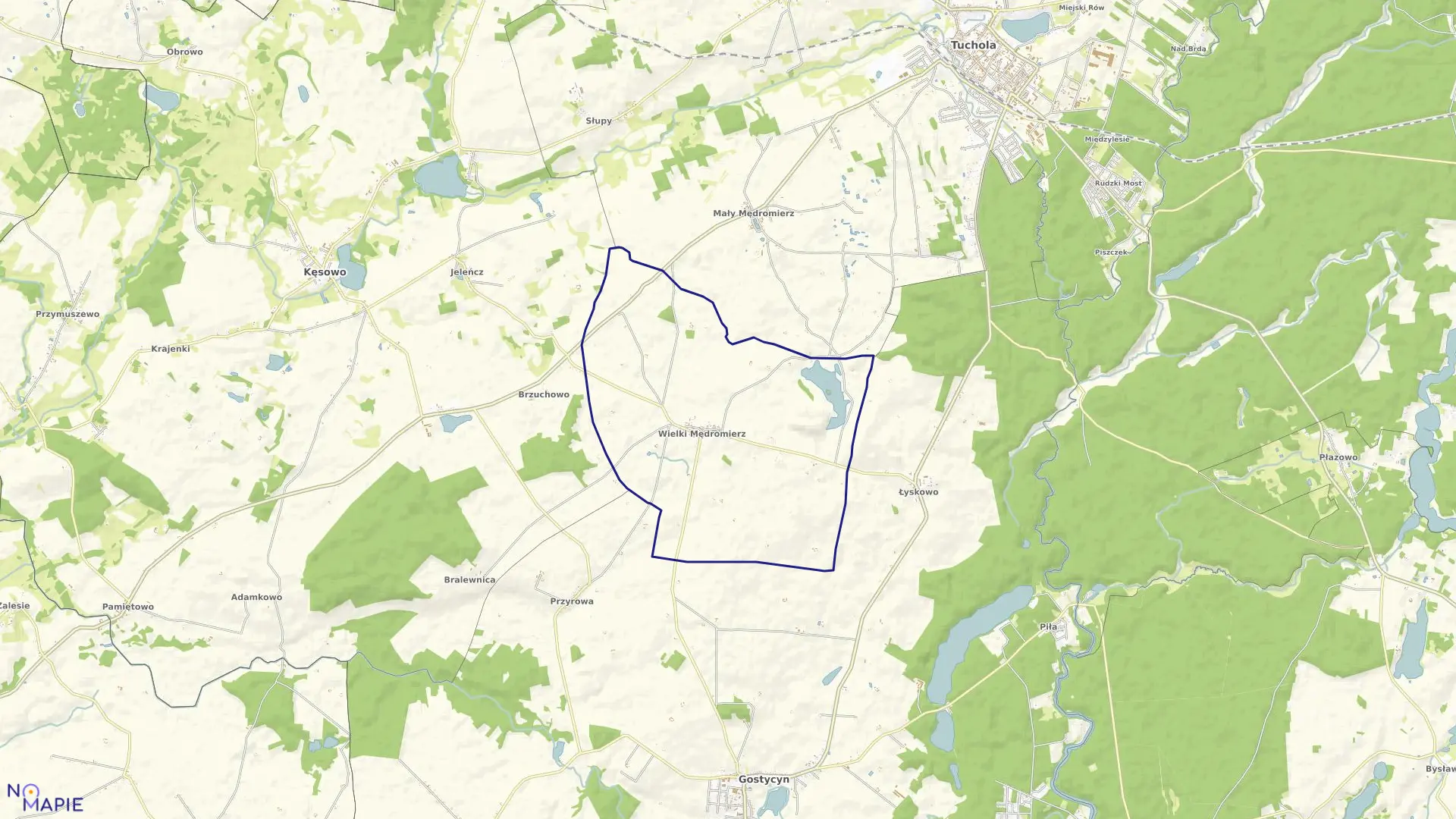 Mapa obrębu Wielki Mędromierz w gminie Gostycyn